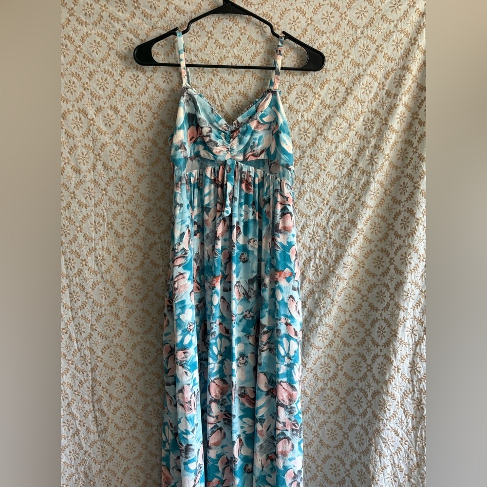 Rebecca Taylor Silk Blue and Pink Floral Dress